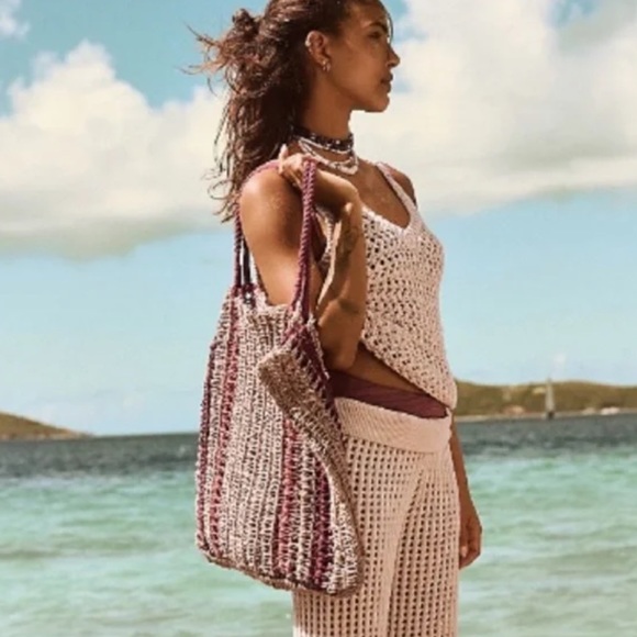 Free People Under The Palm Woven Tote Bag NWT! - Picture 2 of 4